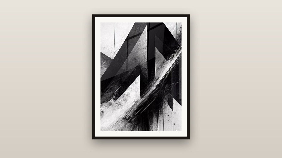 Tableau encadré sur un mur : Trajectoires Fracturées