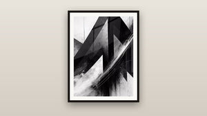 Ingelijst schilderij aan een muur: Gebroken Trajecten