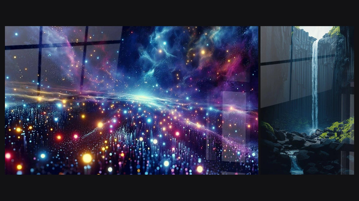 Deux tableaux côte à côte : Champ Astral Numérisé et Cascade N°2