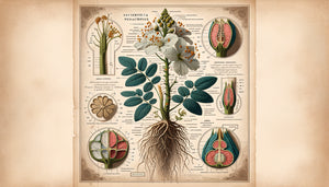 Planche botanique scientifique du 19ème siècle avec dissections anatomiques détaillées et annotations pédagogiques