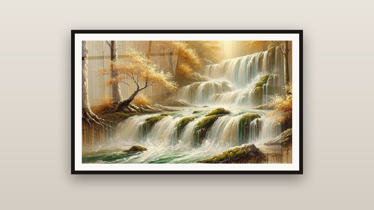 Tableau encadré sur un mur : Chute de Lumière