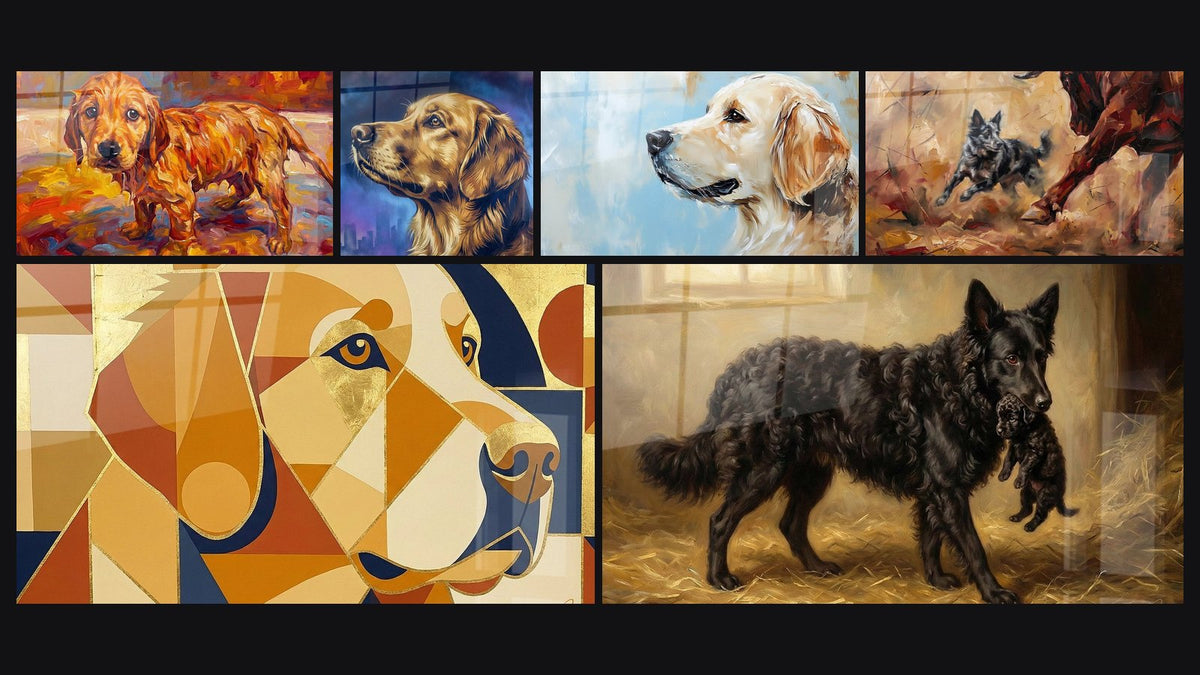 Mosaïque de six tableaux, dont Chiot Golden Retriever aux Tons Dorés et Golden Retriever N°1