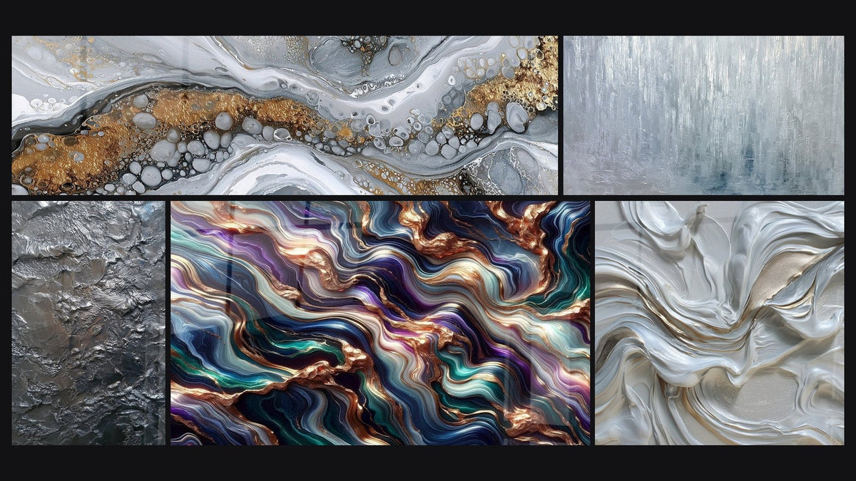 Mosaik aus fünf Gemälden, darunter Serenade Mineral