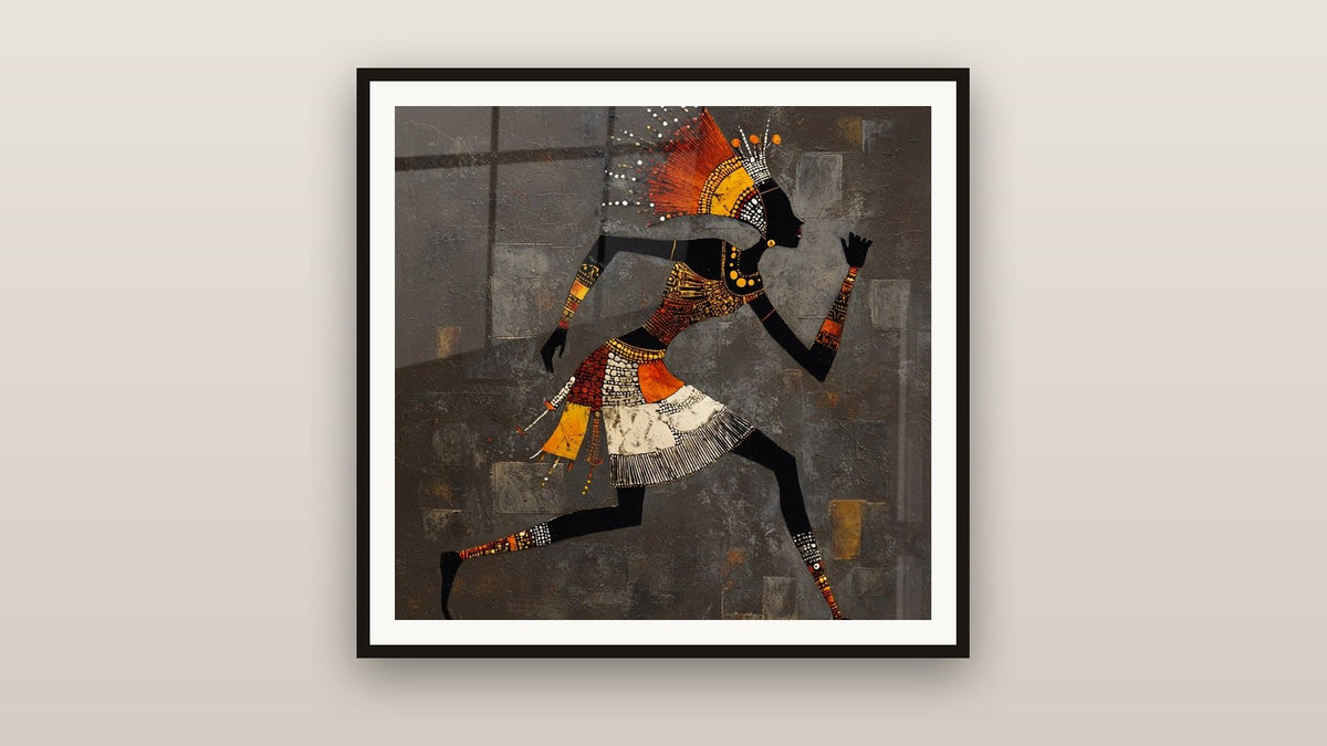 Tableau encadré sur un mur : Guerrier Africain