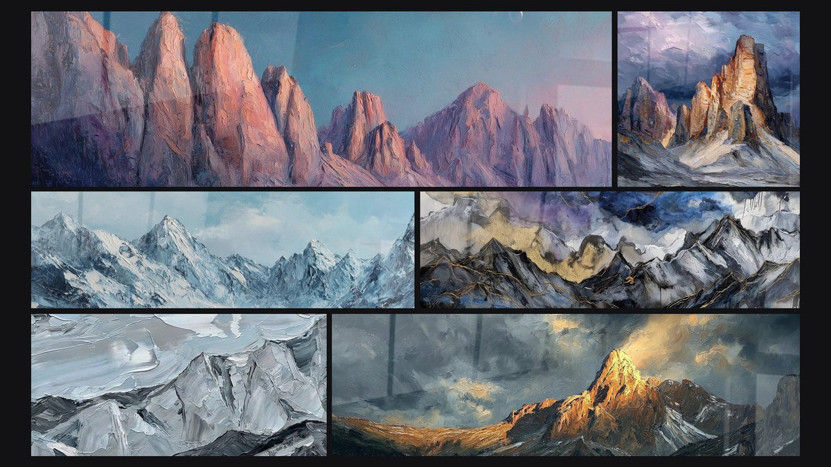 Mosaïque de six tableaux, dont Dolomites Panoramique, Montagne Enneigée et Trois Cimes de Lavaredo