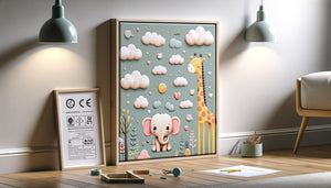 Tableau décoratif pour chambre d'enfant avec marquage CE et étiquette de conformité EN71 visibles