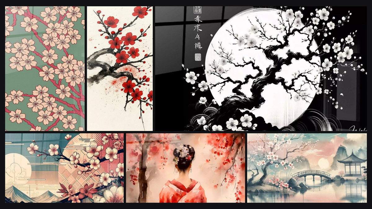 Mosaïque de six tableaux, dont Tapis de Fleurs -Édition Japon, Fleur de Sang -Édition Japon et Jardin en Fleurs