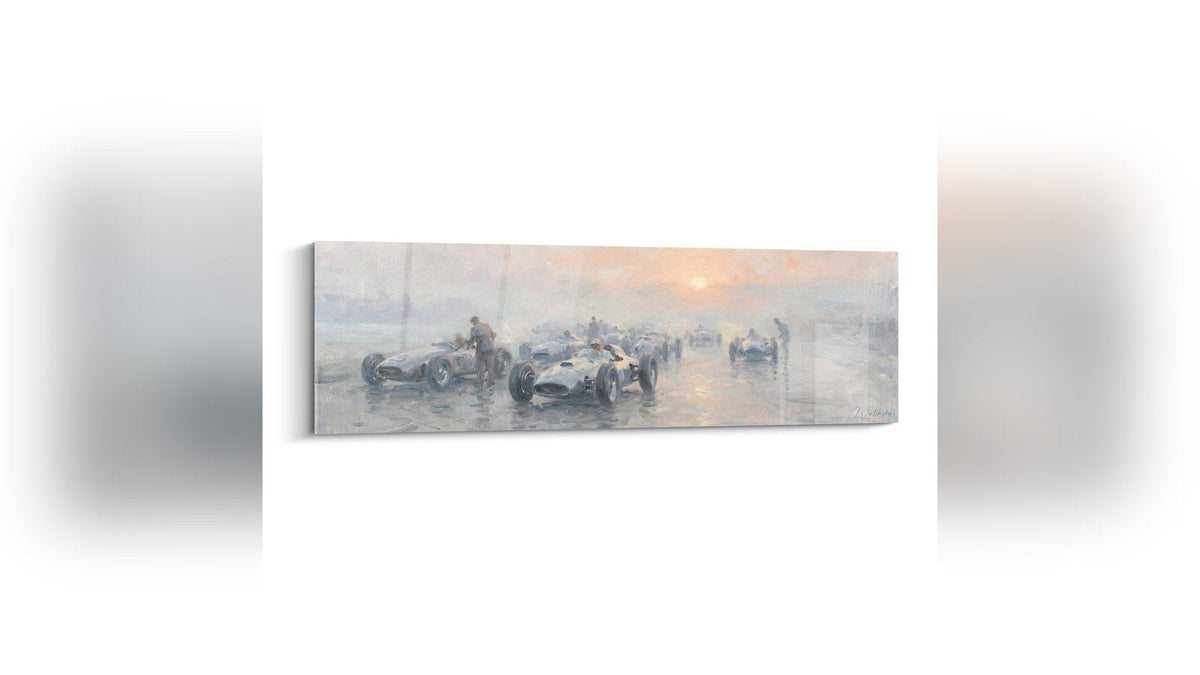 Tableau encadré sur un mur : Course F1 sous la Pluie