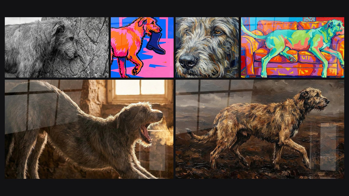 Mosaïque de six tableaux, dont Portrait Canin au Museau Saisissant