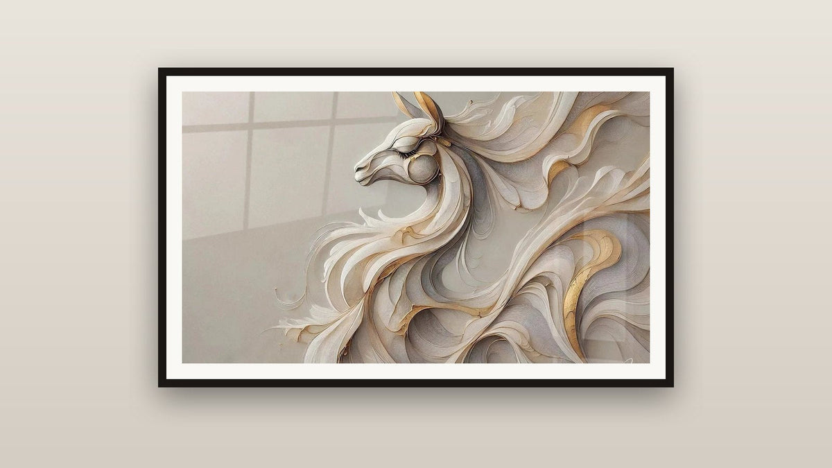Tableau encadré sur un mur : Mouvement Divin