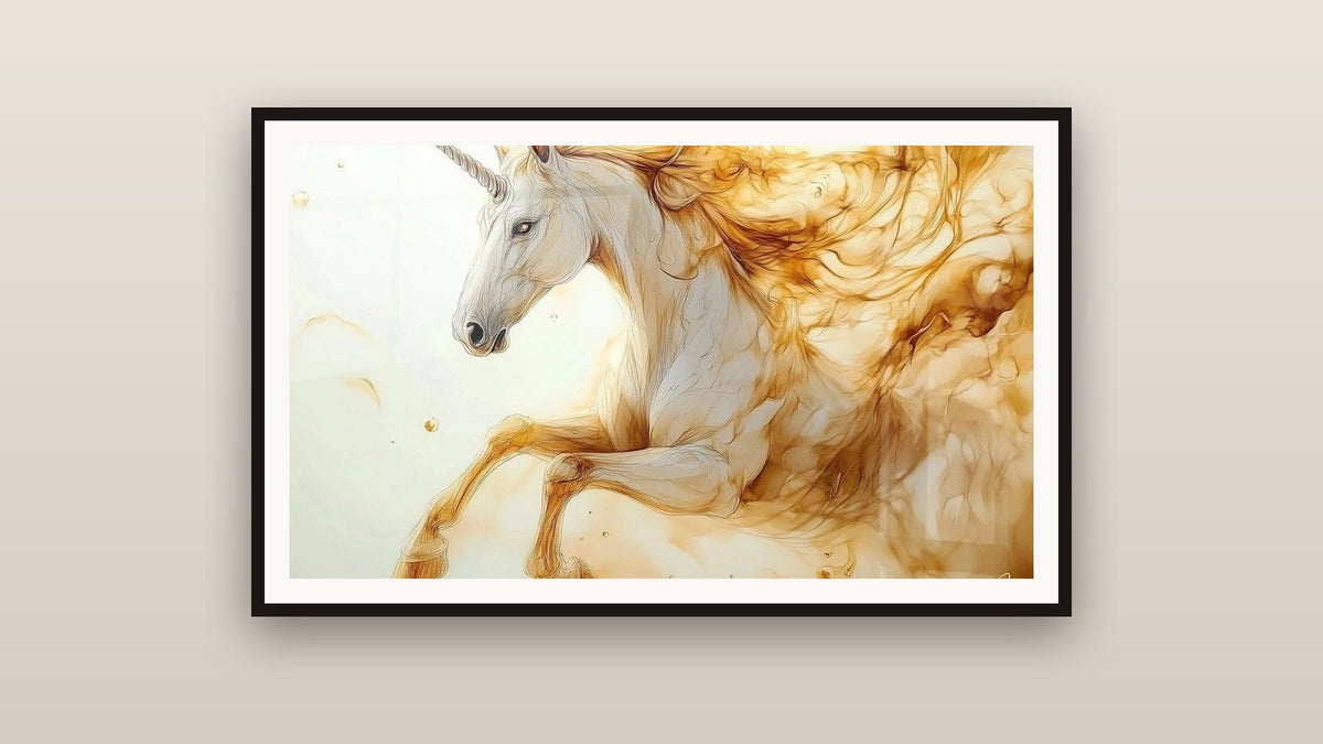 Cuadro enmarcado en una pared: Unicornio N°1