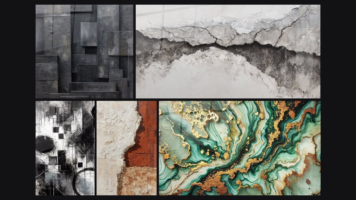 Mosaïque de cinq tableaux, dont Fragments d’Absolu et Marbrures Mystiques
