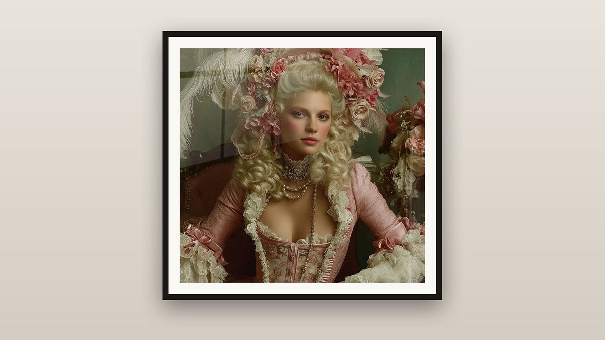 Tableau encadré sur un mur : Portrait Dentelle Rosée