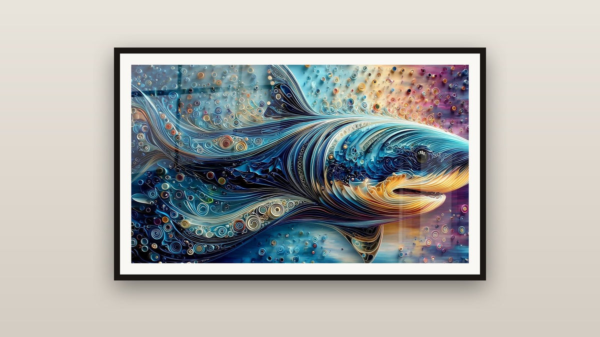 Framed painting on a wall: Megalodon Stylized