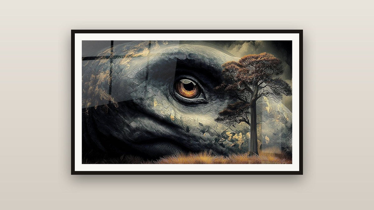 Tableau encadré sur un mur : Créature Préhistorique