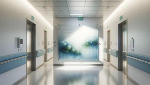 Tableau mural à surface non poreuse et lisse installé dans environnement sanitaire moderne, design hygiénique conforme aux normes hospitalières