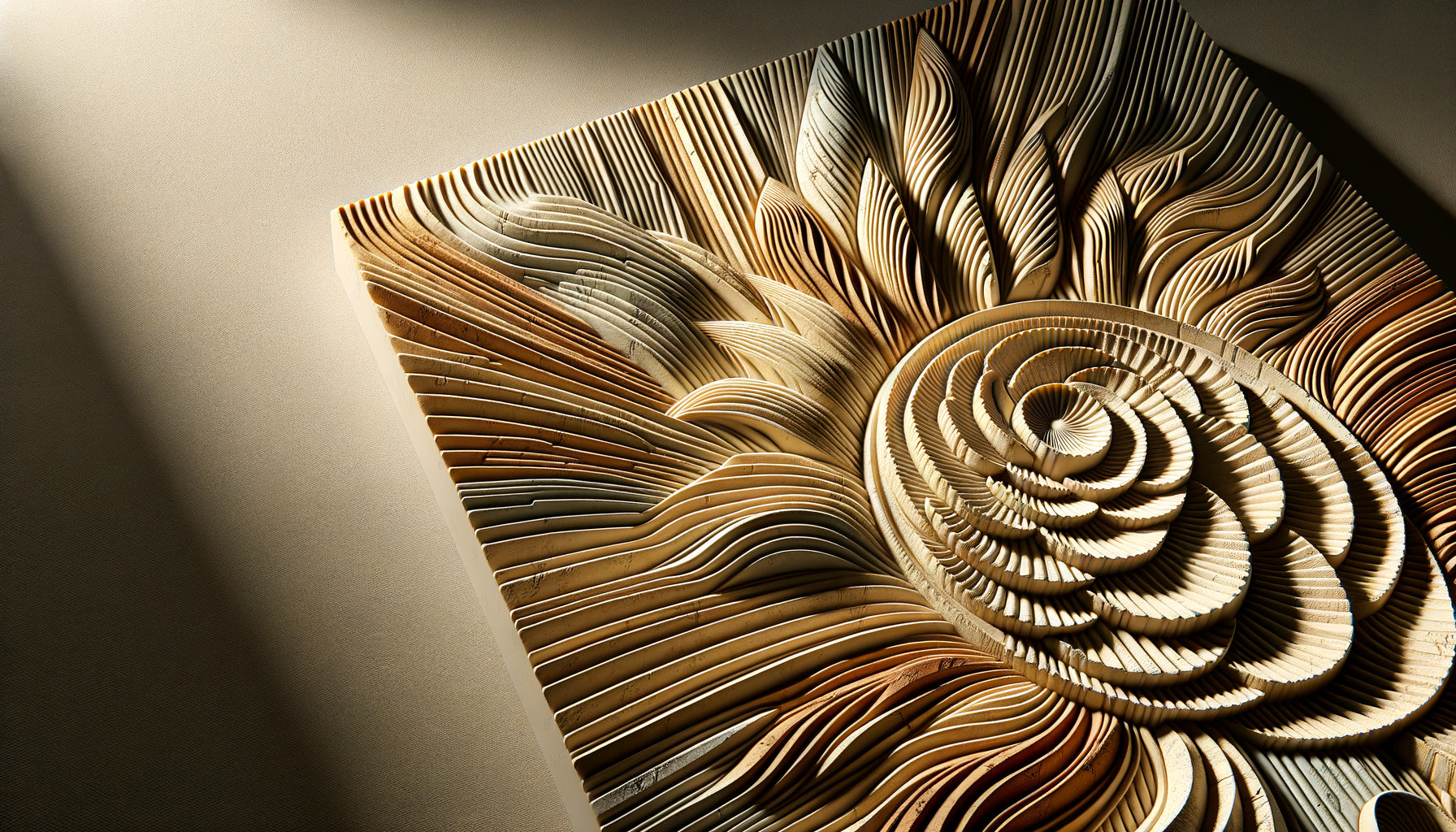 Tableau mural vintage en relief texturé années 1960-70 avec jeu d'ombres et lumière sculptural