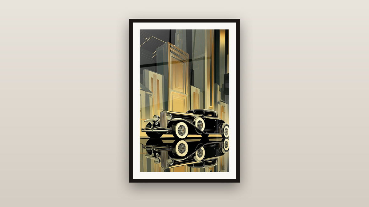 Cuadro enmarcado en una pared: Coche Vintage