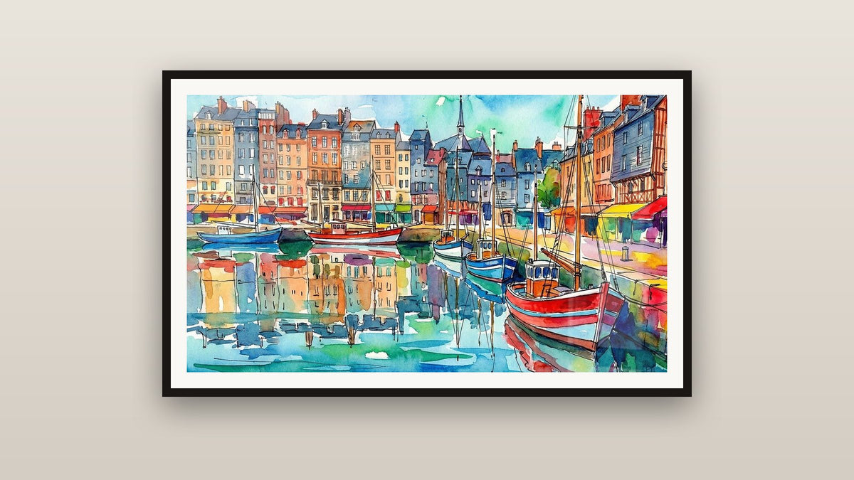 Tableau encadré sur un mur : Port de Honfleur