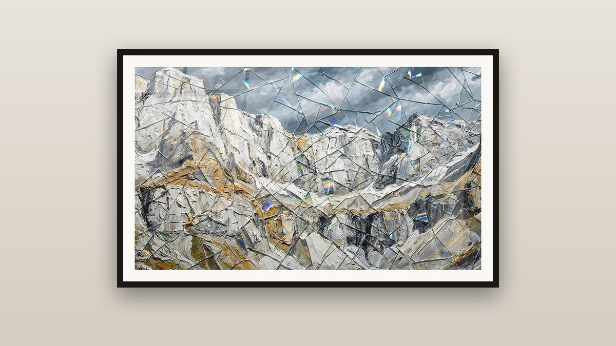 Tableau encadré sur un mur : Montagne Fragmentée