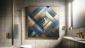 Tableau moderne résistant à l'humidité avec protection en verre acrylique dans salle de bain vaporeuse