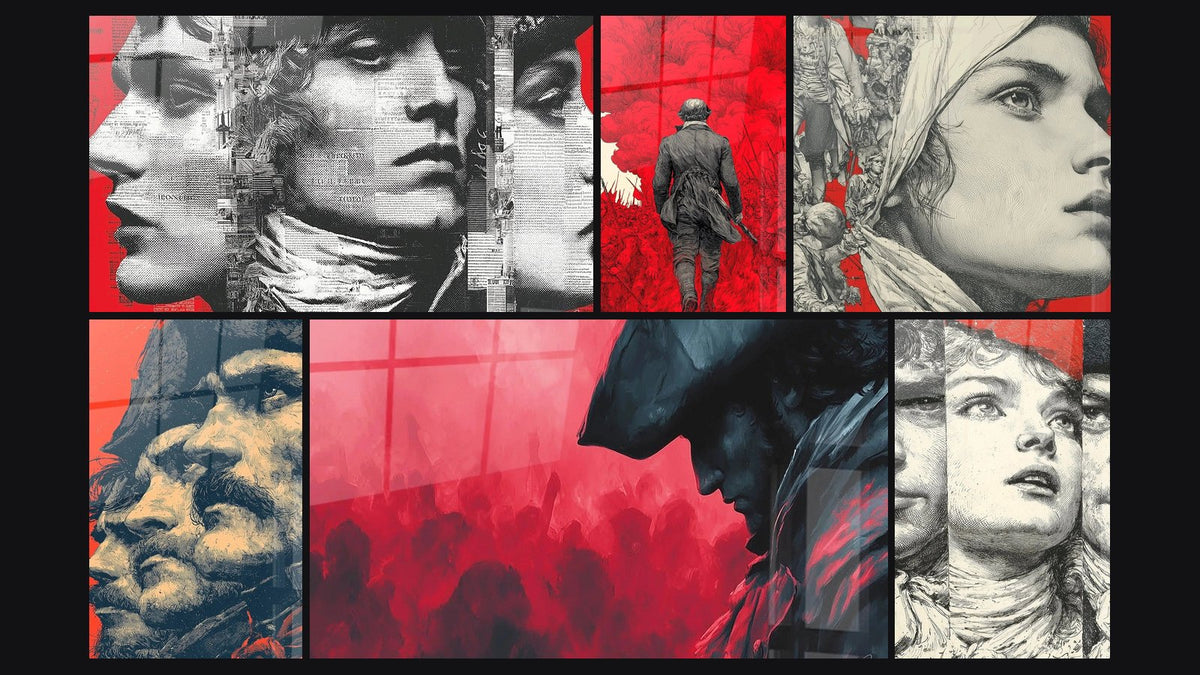 Mosaïque de six tableaux, dont Soldats Révolutionnaires Héros Mosaïque et Portrait Barbu Tempête Intérieure