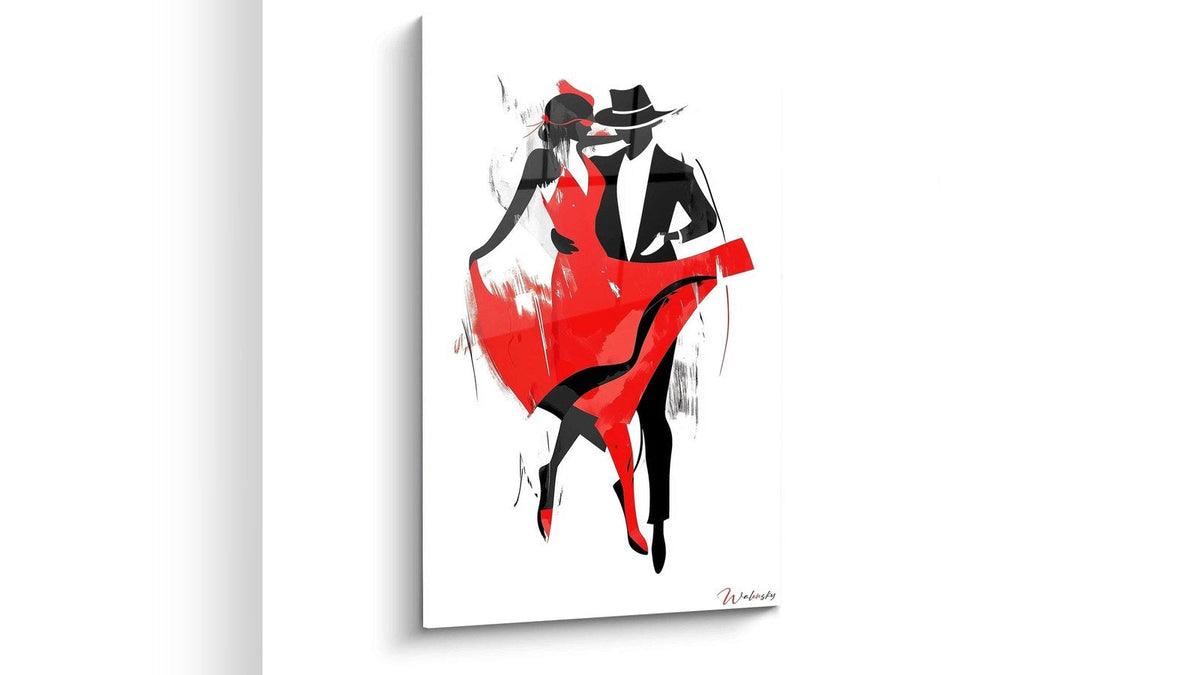 Framed painting on a wall: Beauty in Red and Black