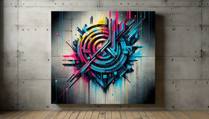 Tableau street art contemporain de taille moyenne aux couleurs vives et texture graffiti, style urbain collectible