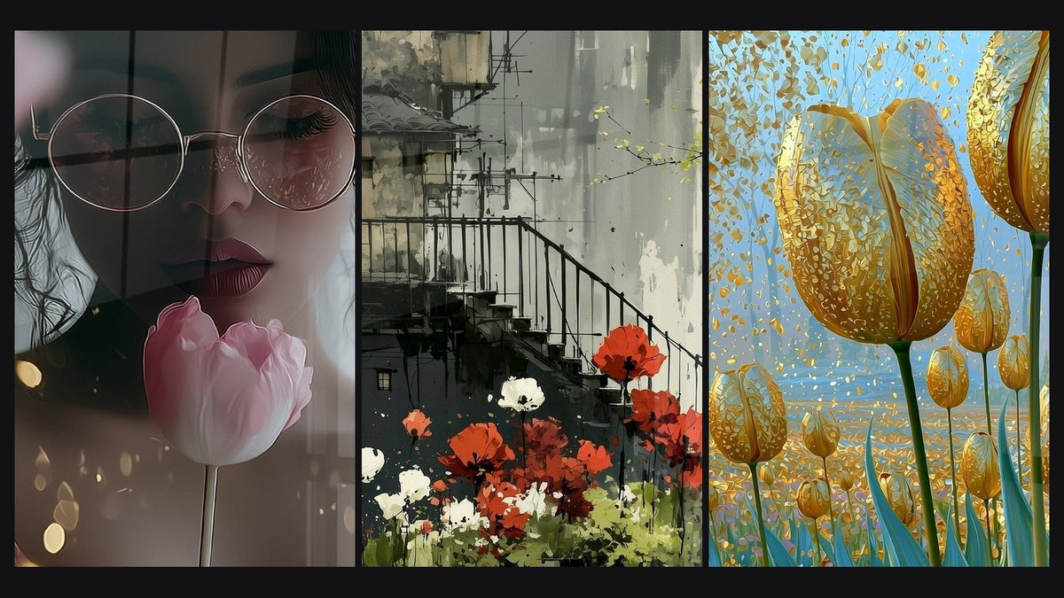 Mosaïque de trois tableaux