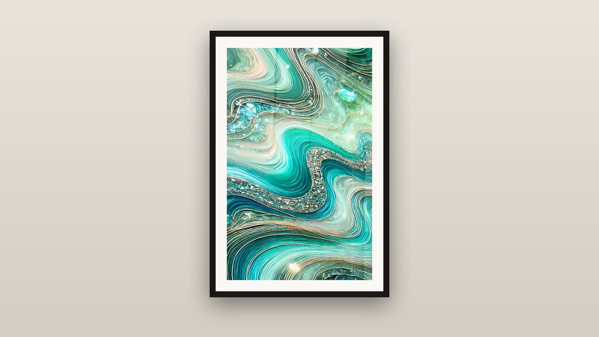 Cuadro enmarcado en una pared: Olas Cristalinas