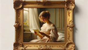 Tableau romantique vintage authentique du 19ème siècle, peinture à l'huile avec patine d'époque et cadre doré ancien