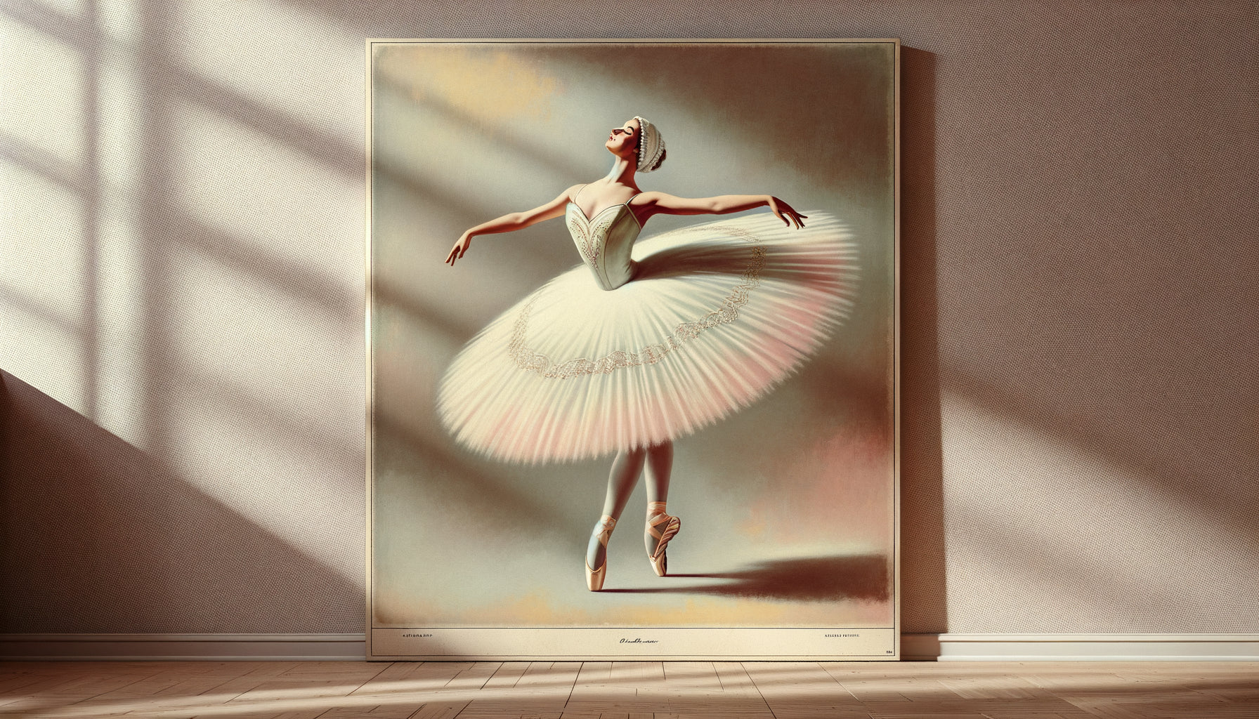 Tableau mural vintage années 1950-1960 représentant une ballerine en tutu rose, décoration d'après-guerre typique des foyers américains