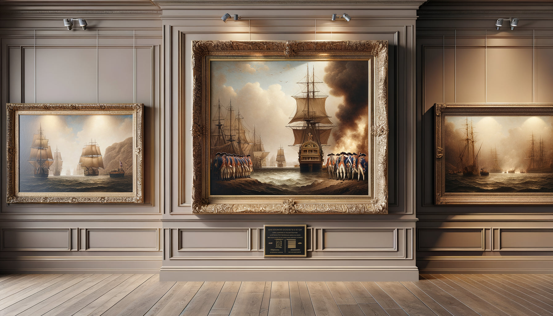 Comparaison de tableaux historiques avec et sans datation visible sur mur intérieur raffiné