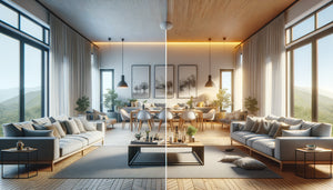 Comparaison de deux locations saisonnières identiques avec décoration murale différente illustrant l'impact des tableaux sur la durée de séjour