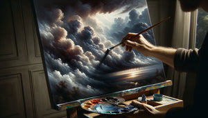 Démonstration de la technique du glacis appliquée à la peinture de nuages orageux, superposition de couches transparentes à l'huile