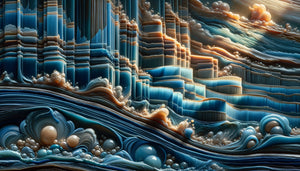 Macro détaillée montrant les couches de glacis bleus superposées dans la technique picturale de Vermeer, 17ème siècle