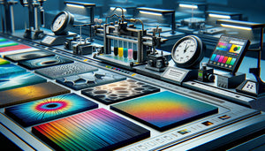 Échantillons de quatre techniques d'impression durables : giclée pigments, UV, sublimation thermique et latex en test de longévité
