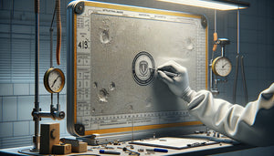 Test professionnel de résistance d'une surface de tableau scolaire avec outils de contrôle qualité pour usage intensif