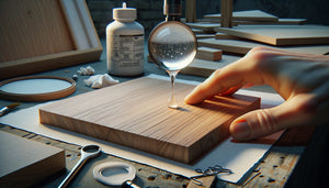 Test de la goutte d'eau sur panneau de bois en atelier pour évaluer la porosité avant application de peinture