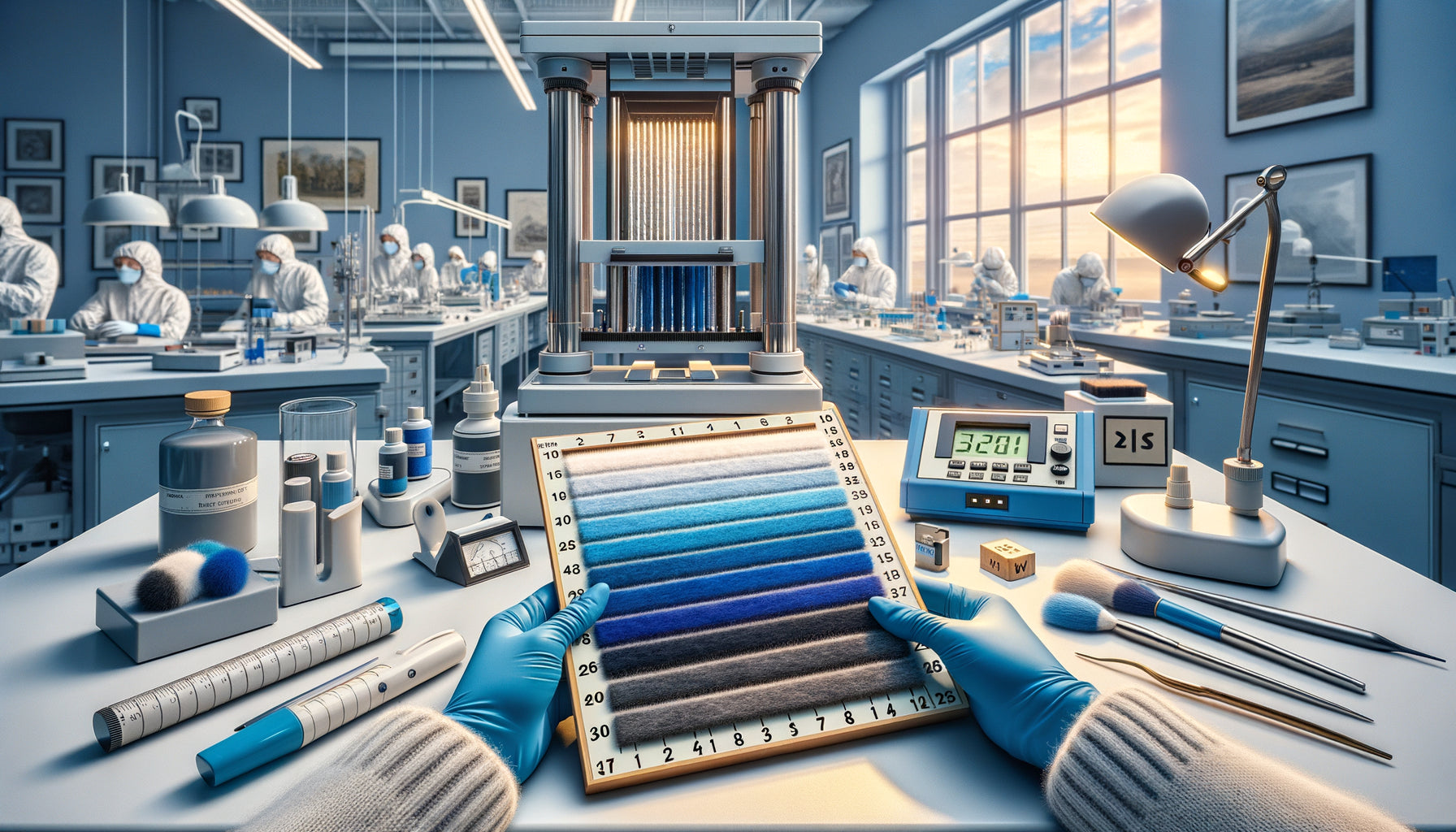 Test professionnel de solidité lumière avec échelle Blue Wool et équipement xénon pour conservation d'œuvres d'art