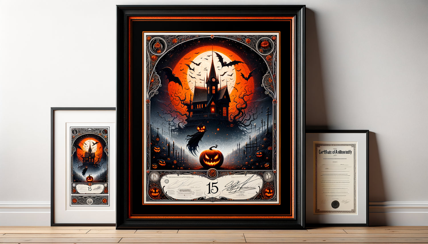 Tirage Halloween en édition limitée numéroté et signé, présenté avec encadrement muséal et certificat d'authenticité