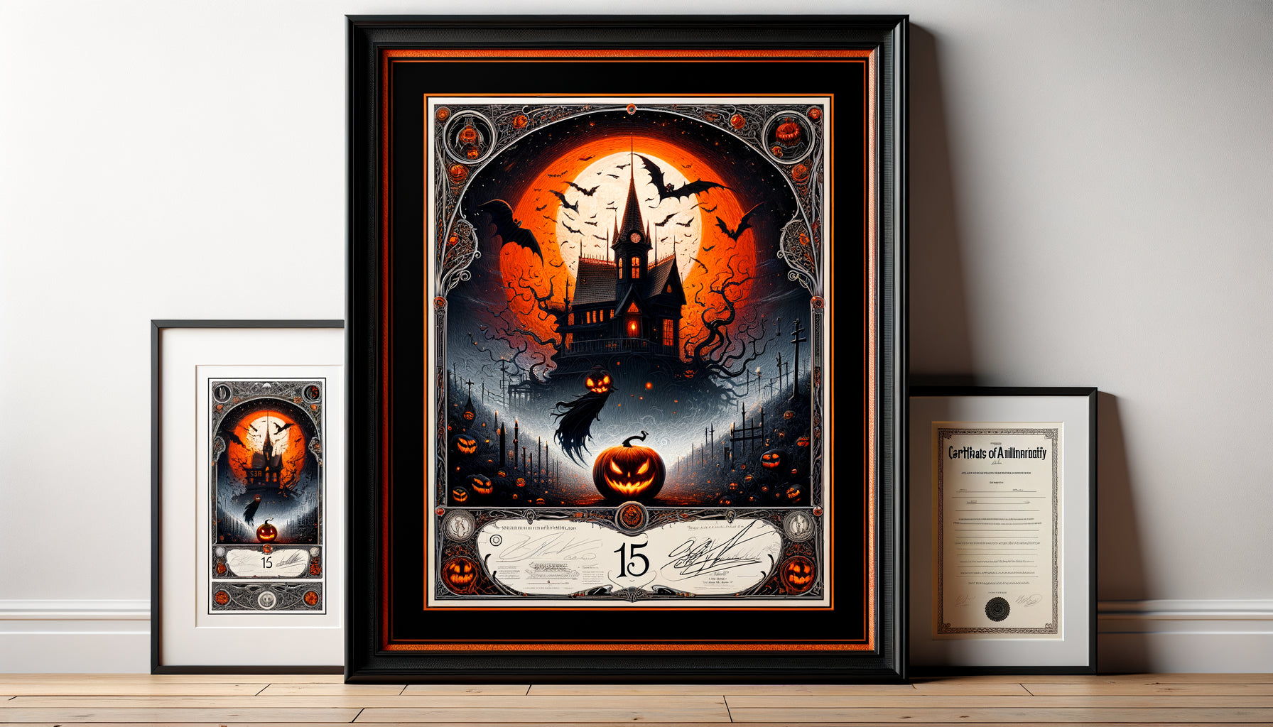 Tirage Halloween en édition limitée numéroté et signé, présenté avec encadrement muséal et certificat d'authenticité