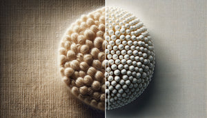 Comparaison macro des textures de toile : lin belge à fibres creuses versus coton égyptien à cellulose pure