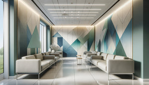 Décor mural moderne avec traitement antibactérien dans une salle d'attente publique contemporaine