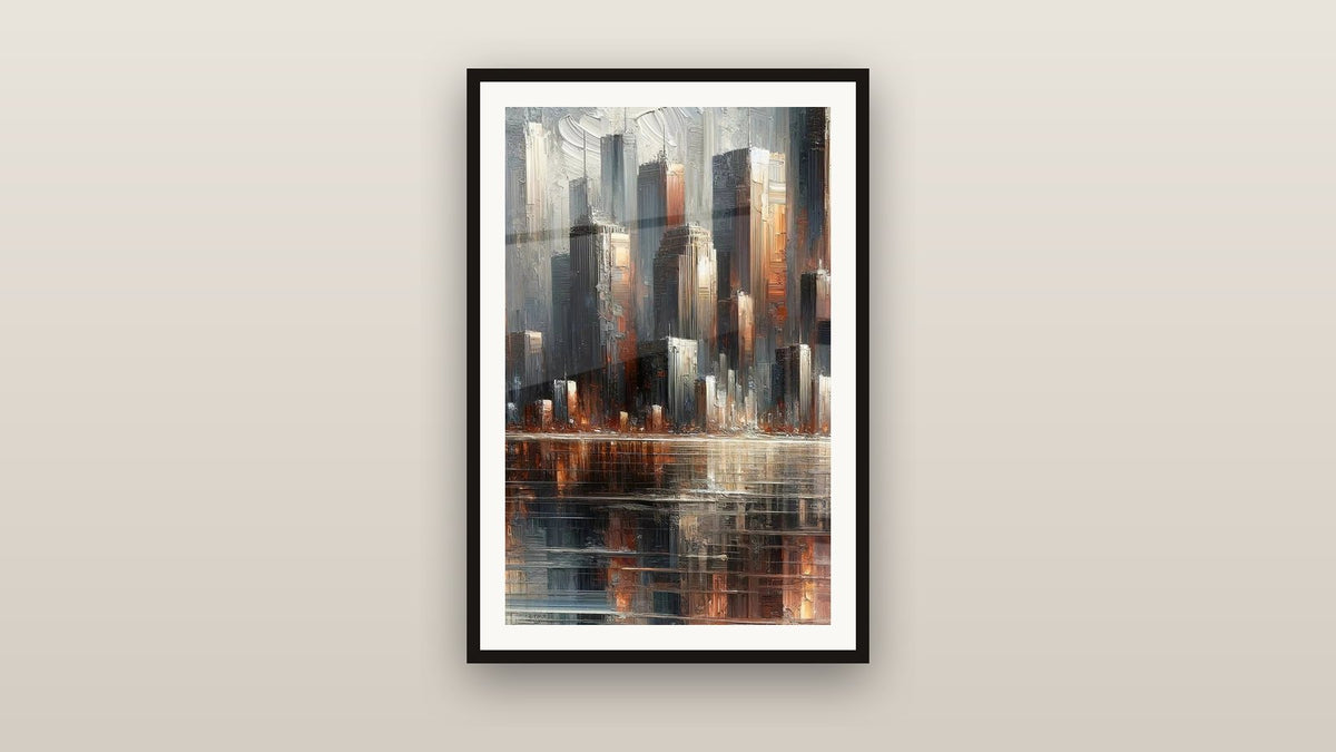 Quadro incorniciato su una parete: Riflessioni Urbane