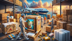 Emballage professionnel de tableau pour transport maritime vers la Guadeloupe avec caisse spécialisée et protections