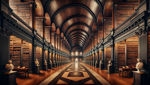 Voûte monumentale en chêne de la Long Room de Trinity College Dublin, transformation victorienne de 1858