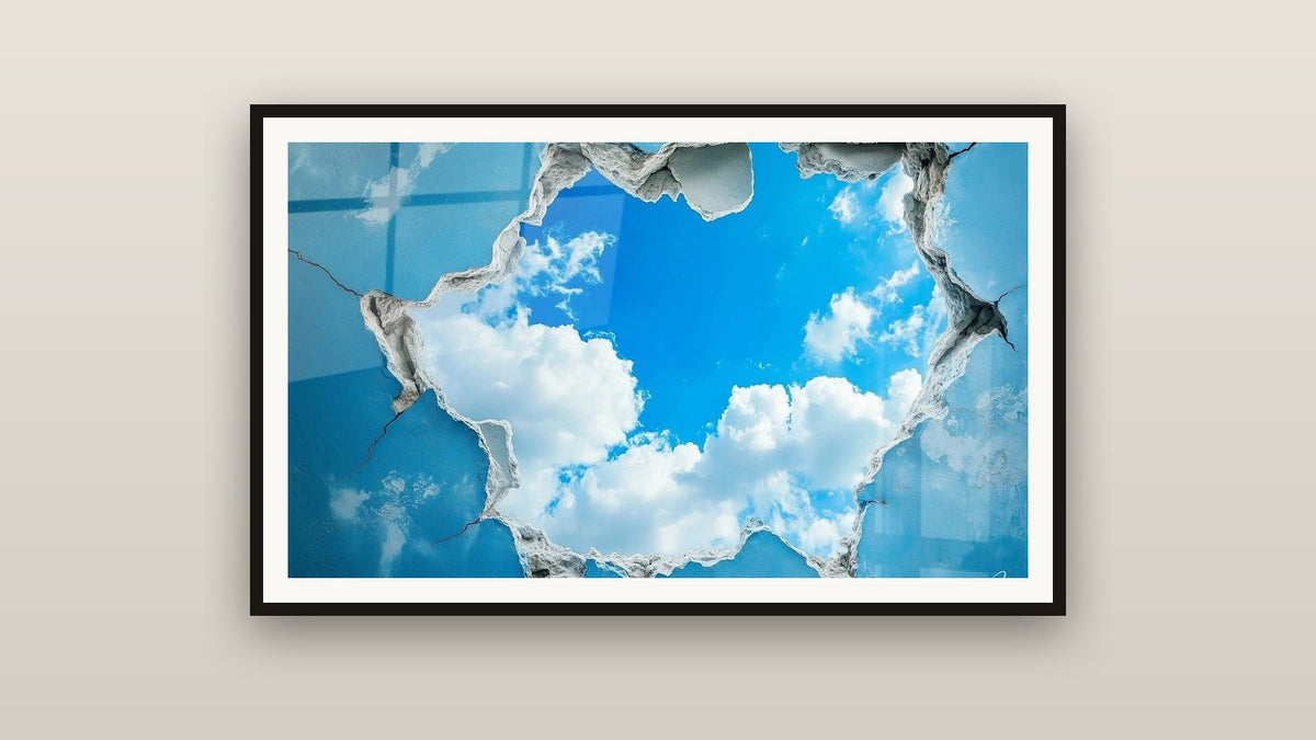 Gerahmtes Gemälde an einer Wand: Himmel Himmelfenster