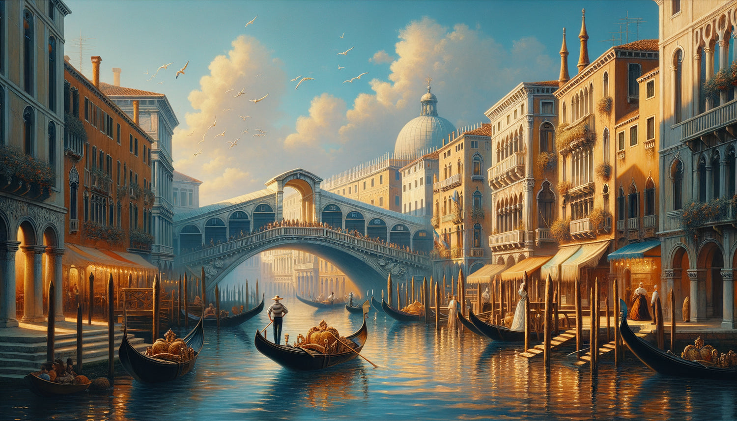 Veduta vénitienne dans le style de Canaletto, peinture du XVIIIe siècle typique du Grand Tour britannique