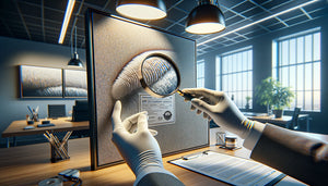 Inspection professionnelle de la qualité d'un art mural avec loupe et certification visible